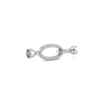 2 Sided Oval Fold Over Clasp with Tie Bar End Caps and Pave CZ Stones - 11×50mm Rhodium Plated - Image 2