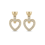 Heart Fold Over Clasp with Tie Bar End Cap and Pave CZ Stones - 12×20mm 18K Gold Plated