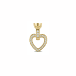 Heart Fold Over Clasp with Tie Bar End Cap and Pave CZ Stones - 12×20mm 18K Gold Plated - Image 2