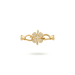 2 Sided Flower Fold Over Clasp with Tie Bar End Caps and Pave CZ Stones - 18×40mm 18K Gold Plated