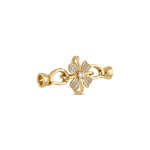 2 Sided Flower Fold Over Clasp with Tie Bar End Caps and Pave CZ Stones - 18×40mm 18K Gold Plated - Image 2