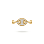 2 Sided Oval Fold Over Clasp with Tie Bar End Caps and Pave CZ Stones - 9×28mm 18K Gold Plated