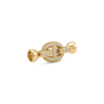 2 Sided Oval Fold Over Clasp with Tie Bar End Caps and Pave CZ Stones - 9×28mm 18K Gold Plated - Image 2