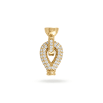 Teardrop Fold Over Clasp with Tie Bar End Cap and Pave CZ Stones - 12×26mm 18K Gold Plated