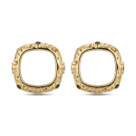Gemstone Holder Bezel with Green Jade Stones - 13mm 18K Gold Plated