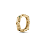 Gemstone Holder Bezel with Green Jade Stones - 13mm 18K Gold Plated - Image 2