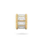 Cylinder Spacer Bead with Pave CZ Stones - 5×6mm 18K Gold Plated