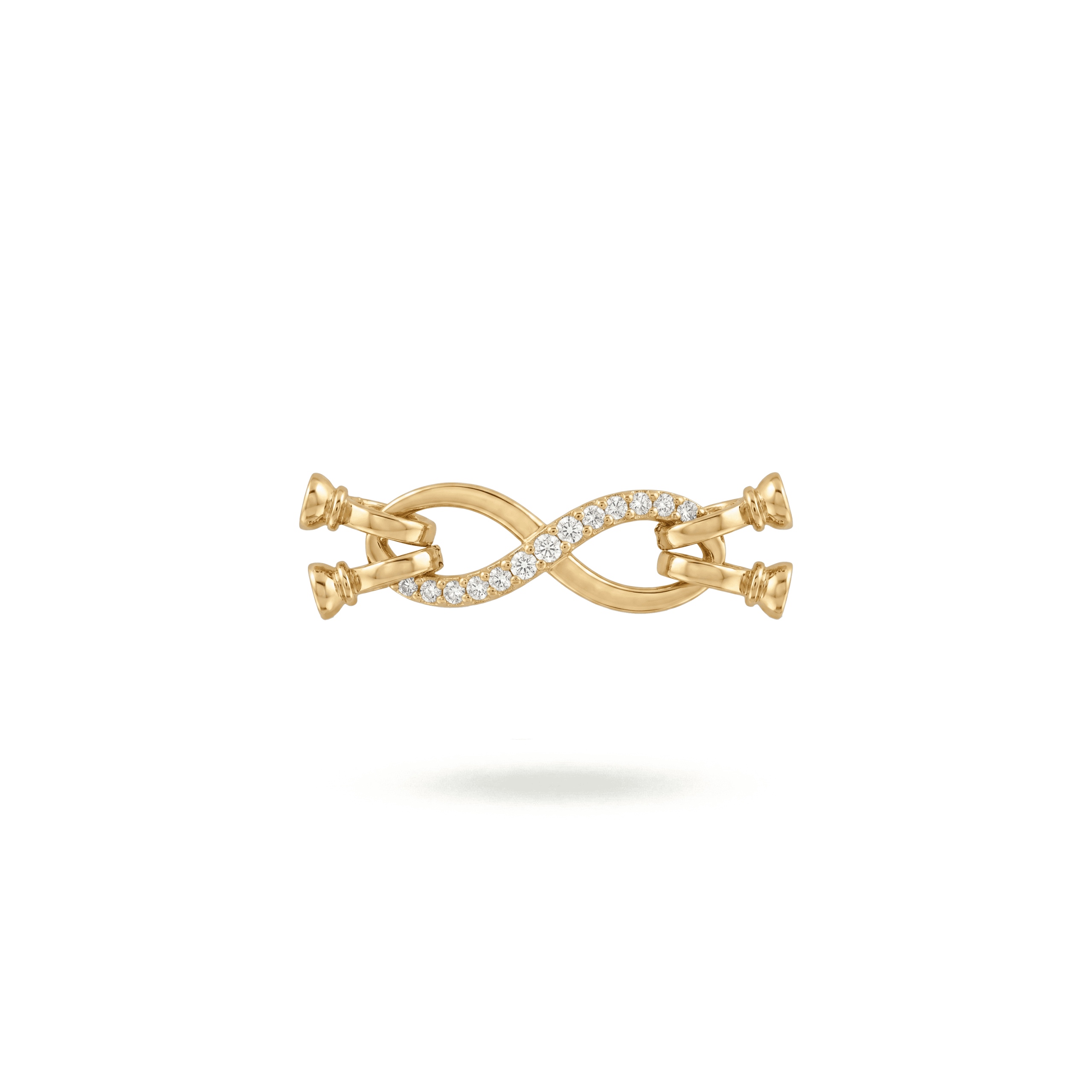 2989 2 Sided Infinity Fold Over Clasp with 4 Tie Bar End Caps and Pave CZ Stones- 8×35mm 18K Gold Plated - Image 1