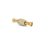 2 Sided Oval Fold Over Clasp with Tie Bar End Caps and Pave CZ Stones- 7×38mm 18K Gold Plated - Image 2