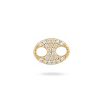 Double Loop Oval Connector Link with Pave CZ Stones - 7×10mm 18K Gold Plated