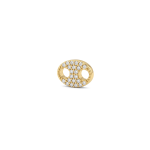 Double Loop Oval Connector Link with Pave CZ Stones - 7×10mm 18K Gold Plated - Image 2