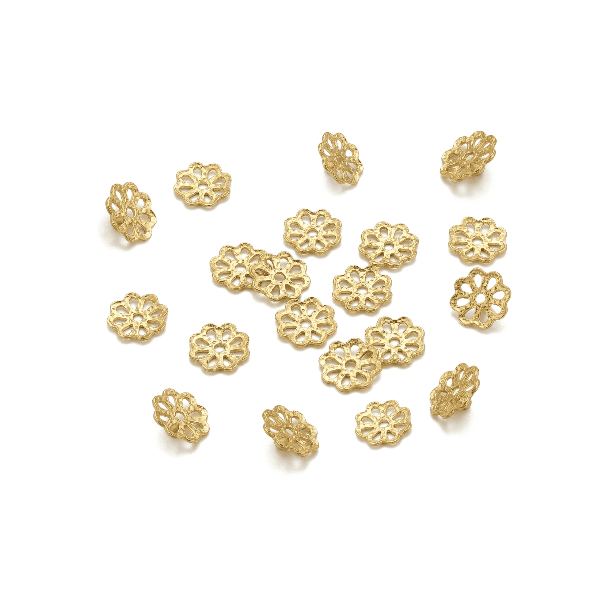 2997-1 Flower Filigree Bead Cap - 7.5mm 18K Gold Plated - Image 1