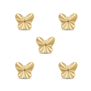 Ribbed Butterfly Spacer Bead – 5×6mm 18K Gold Plated