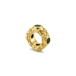 Square Large Hole Spacer Bead with Blue Saphire Stones - 6mm 18K Gold Plated - Image 2
