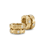 Double Layer Large Hole Ring Spacer Bead with CZ Stones - 4×7mm 18K Gold Plated