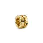 Double Layer Large Hole Ring Spacer Bead with CZ Stones - 4×7mm 18K Gold Plated - Image 2