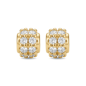 Cylinder Spacer Bead with Pave CZ Stones – 3×4mm 18K Gold Plated