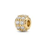 Cylinder Spacer Bead with Pave CZ Stones - 3×4mm 18K Gold Plated - Image 2
