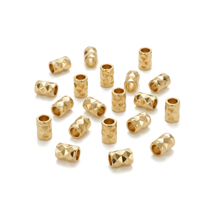 Diamond Cut Tube Bead – 2.5×5mm 18K Gold Plated