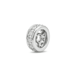 Wheel Spacer Bead with Pave CZ Stones - 2.5×7mm Rhodium Plated