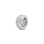 Wheel Spacer Bead with Pave CZ Stones - 2.5×6mm Rhodium Plated