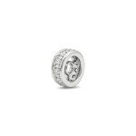 Wheel Spacer Bead with Pave CZ Stones - 2.5×5mm Rhodium Plated