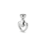 Heart Fold Over Clasp with Tie Bar End Cap - 13×21mm Rhodium Plated