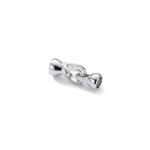 2 sided Fold Over Clasp with Tie Bar End Caps and Pave CZ Stones - 7×17mm Rhodium Plated