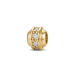 Round Spacer Bead with Pave CZ Stones Belt - 4mm 18K Gold Plated