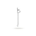 Heart Lobster Clasp with Extension Chain - 9×15mm Rhodium Plated