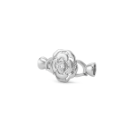 2 Sided Rose Flower Fold Over Clasp with Tie Bar End Caps and CZ Stone - 12×30mm Rhodium Plated - Image 2