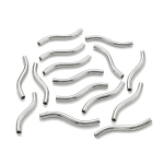 Wavy Spiral Cut Tube Bead - 1.5×20mm Rhodium Plated