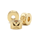 Engraved Star Cylinder Spacer Bead - 3×5mm 18K Gold Plated - Image 2