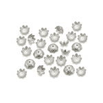 Flower Bead Cap - 6mm Rhodium Plated - Image 2