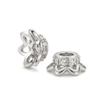 Sepals with Pave CZ Stones Bead Cap - 3×8mm Rhodium Plated