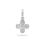 Van Cleef Bead Drop Charm with Pave CZ Stones - 9×16mm Rhodium Plated