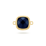 Navy Blue Square Crystal Connector - 12×18mm 18K Gold Plated