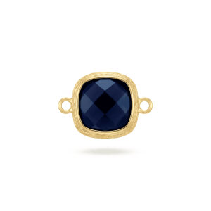 Navy Blue Square Crystal Connector – 12×18mm 18K Gold Plated