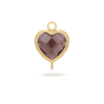 Pink Heart Crystal Connector - 14×19.5mm 18K Gold Plated