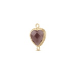 Pink Heart Crystal Connector - 14×19.5mm 18K Gold Plated - Image 2
