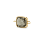 Green Rectangle Crystal Connector - 9×16mm 18K Gold Plated - Image 2
