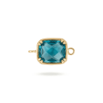 Blue Rectangle Crystal Connector - 9×16mm 18K Gold Plated