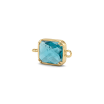 Blue Rectangle Crystal Connector - 9×16mm 18K Gold Plated - Image 2