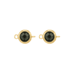 Smoky Circle Crystal Connector - 7.5×12mm 18K Gold Plated