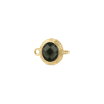 Smoky Circle Crystal Connector - 7.5×12mm 18K Gold Plated - Image 2