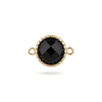 Black Circle Crystal Connector - 11.5×16mm 18K Gold Plated