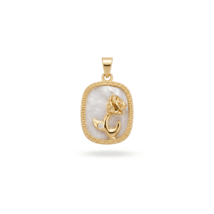 Rose Flower Natural Shell  Pendant – 13×22mm 18K Gold Plated