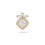 Bow Lozenge Charm with Shell and Pave CZ Stones - 10×13mm 18K Gold Plated - Image 2