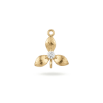 Three-Leaf Flower Connector with CZ Stone - 10×12mm 18K Gold Plated - Image 2