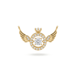 Angel Wings Crown Double Loop Pendant with Pave CZ Stones - 17×22mm 18K Gold Plated